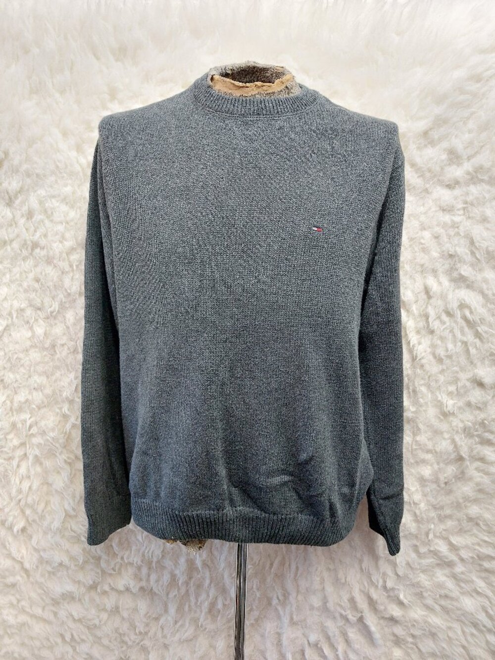 Tommy Hilfger Men's Knit Solid Crewneck Gray Sweater Size L